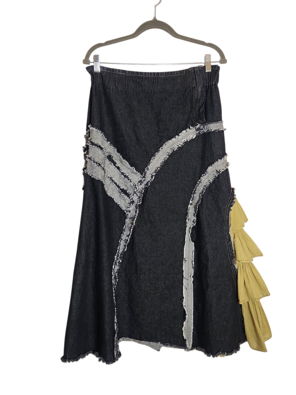 Paper Lace Dark Wash Denim Boho Maxi Skirt Size Small